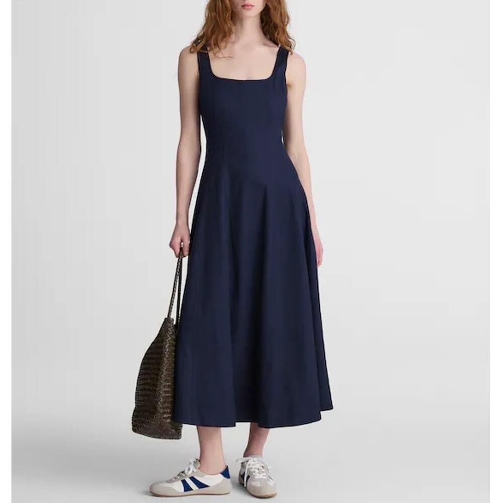 Madewell The Rylee Midi Dress Classic Navy Size 10 NWT